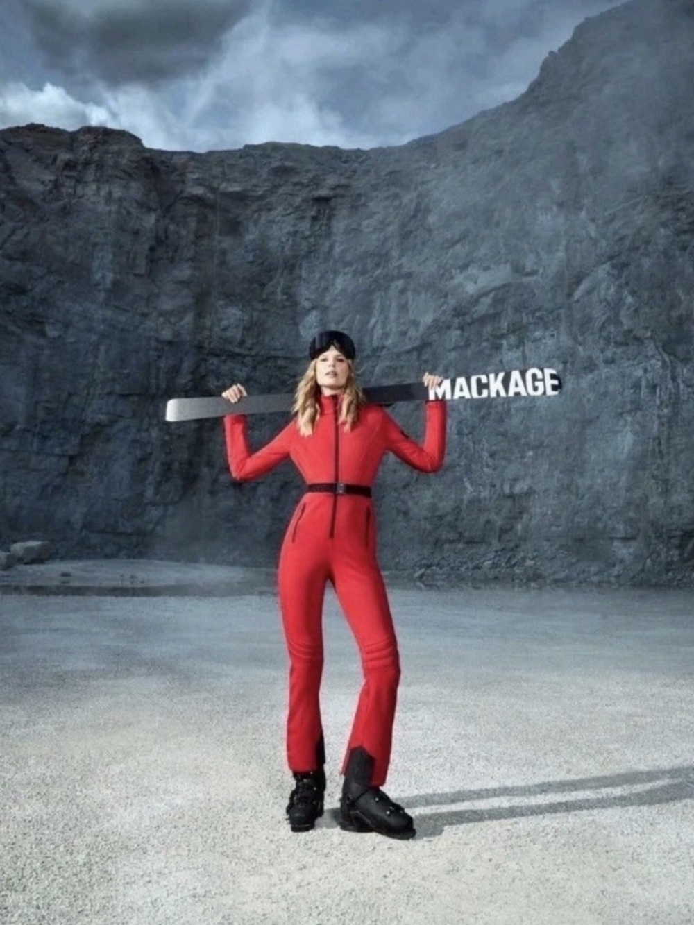Mackage Red Women's Ski Jumpsuit with Belted Waist Sawna